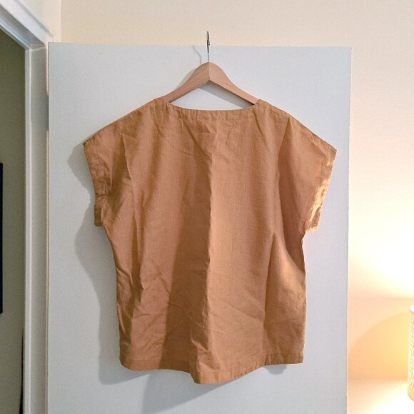 CELTIC & CO Linen Button Detail Top, goldenrod, sz 12 - Picture 3 of 10